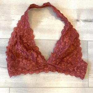 Free People Lace Halter Bralette - Rust